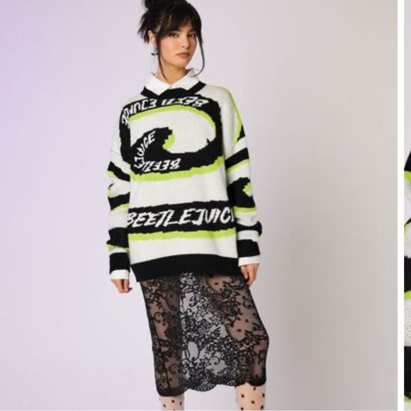 Beetlejuice Beetle juice Spiral Sweater Forever 21 M Medium costume halloween - Picture 2 of 5